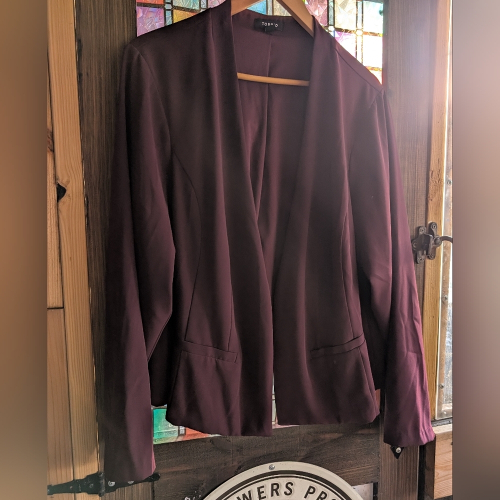 Torrid Open Front Burgundy Blazer